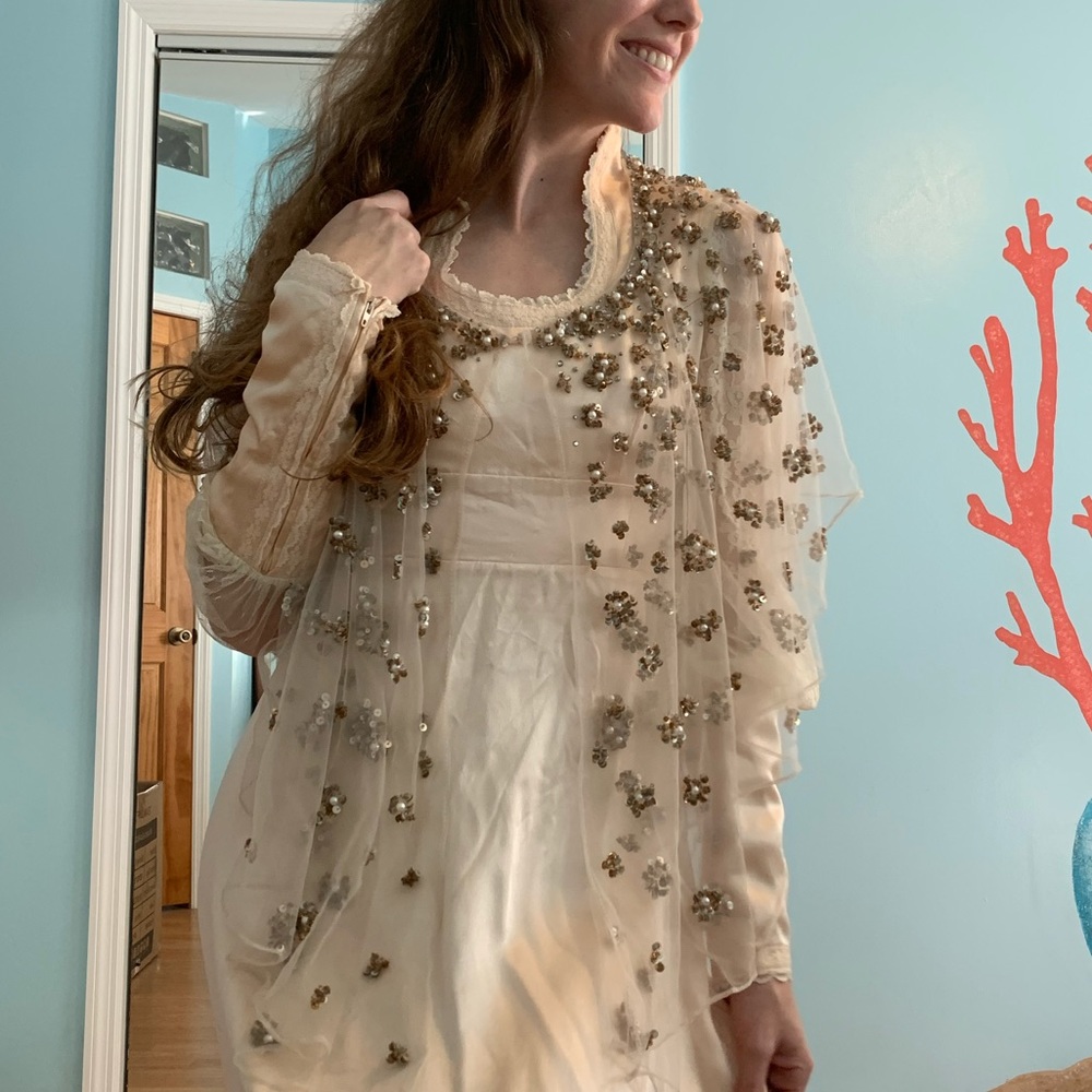 SOLD Size 9 -Satin Pink Peach Lace Gunne Sax Dress* - Picture 11 of 11